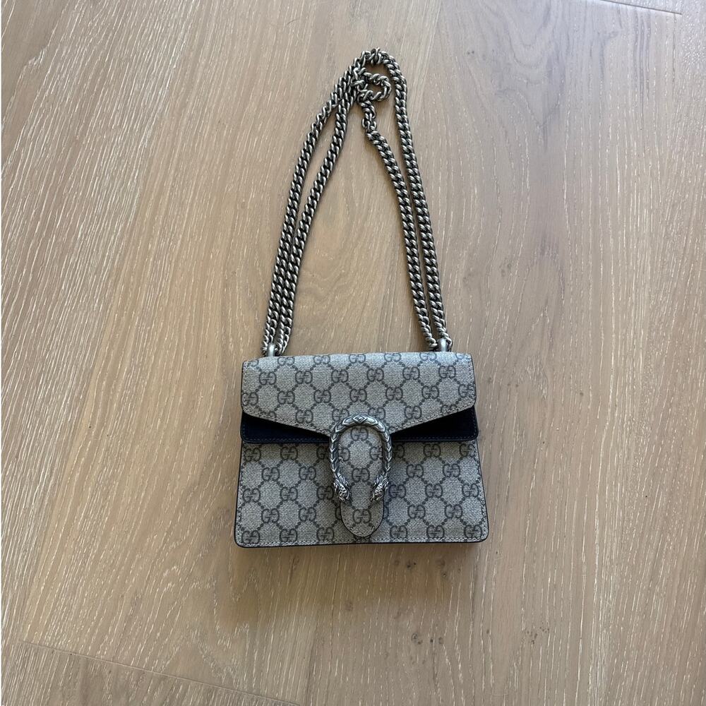 Gucci Dionysus Shoulder Bag Small Brown Black Antique Silver - Picture 1 of 11